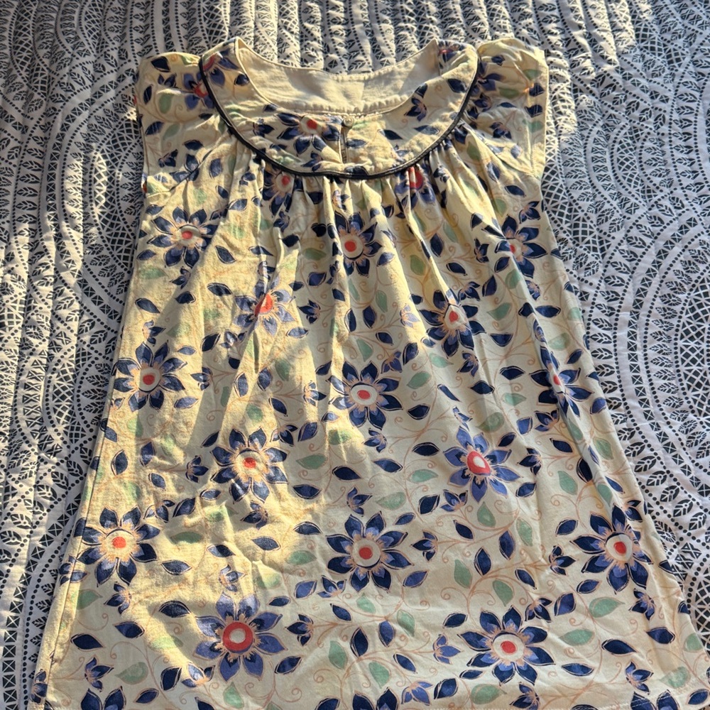 Tea Collection Cream and Blue Floral Dress